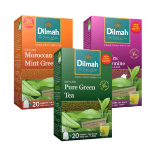 Kit combo de 3 cajas: 1 caja de té verde, 1 caja de té verde con hierbabuena menta y 1 caja de té verde con pétalos de jazmín. Distribuido en Guatemala por Parine SA y vendido por Libre de.