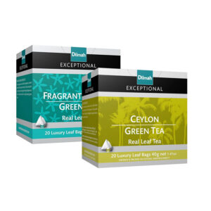 Kit combo Exceptional de 2 cajas de 20 sobres de té verde y té verde con pétalos de jazmín Dilmah. Distribuido en Guatemala por Parine SA y vendido por Libre de.