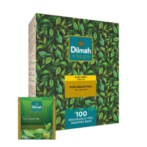 1 caja de 100 sobres de té de verde natural. Presentación HORECA, para restaurantes y hoteles. Distribuido en Guatemala por Parine SA y vendido por Libre de.